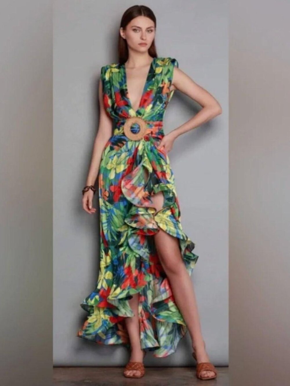 BRONX AND BANCO tropical silk maxi dress - Picture 2 of 6